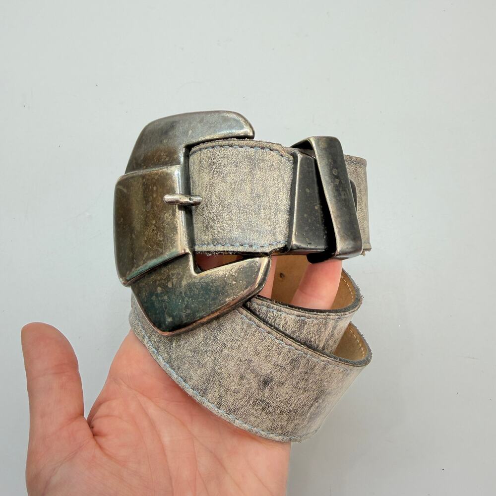 Vintage Jenny & the Boys Silver Leather Belt Medium